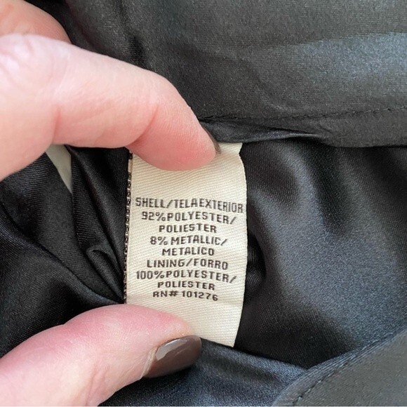 NWOT BEIGE by eci Floral Black Silver Striking 3D Halter Tie Top Sleeveless SZ L - Picture 9 of 11